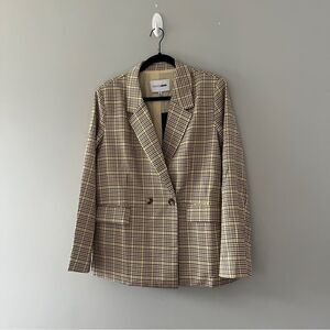 Fashion Nova Plaid Blazer - Brown and Cream